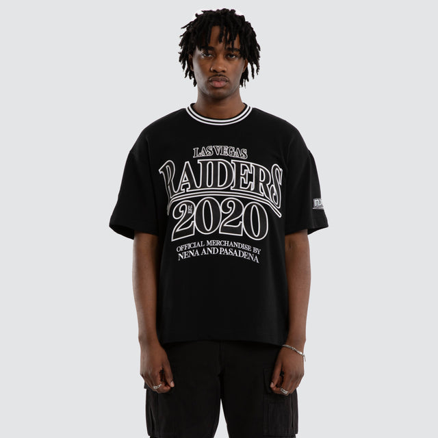 Model wears Las Vegas Raiders Game Tee Jet Black T-Shirts in Black - Image 5