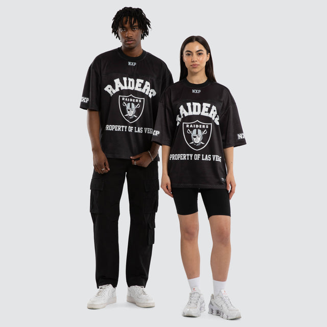 Model wears Las Vegas Raiders Property Tee Jet Black T-Shirts in Black - Image 3