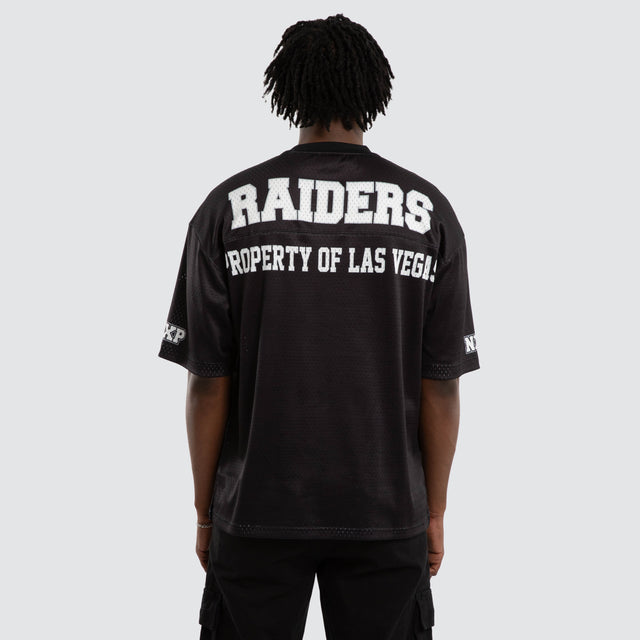 Model wears Las Vegas Raiders Property Tee Jet Black T-Shirts in Black - Image 6