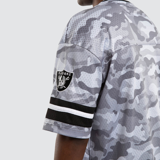 Model wears Las Vegas Raiders Brady Jersey Snow Camo Jerseys in Camo - Image 6