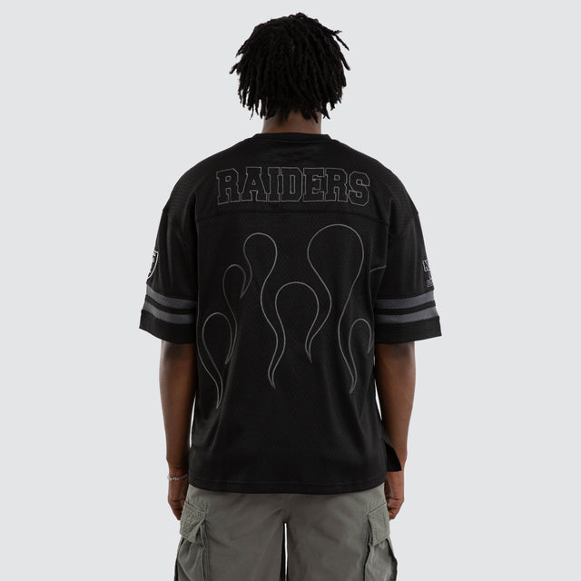 Model wears Las Vegas Raiders Dark Flame Tee Black T-Shirts in Black - Image 2