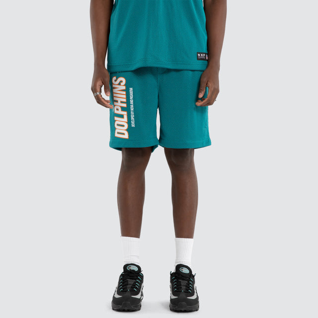 Miami Dolphins Dual Mesh Short Black/Aqua
