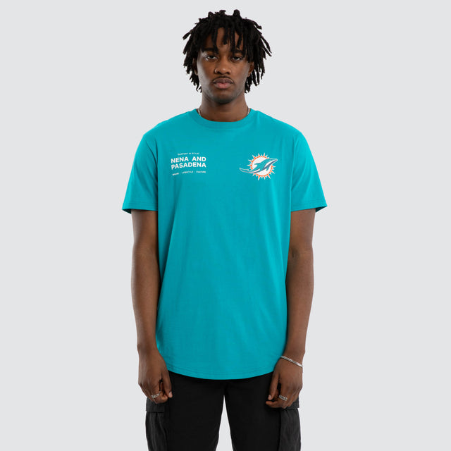 Miami Dolphins Vertical Tee Aqua