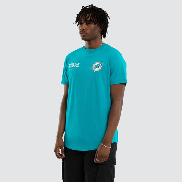 Miami Dolphins Vertical Tee Aqua