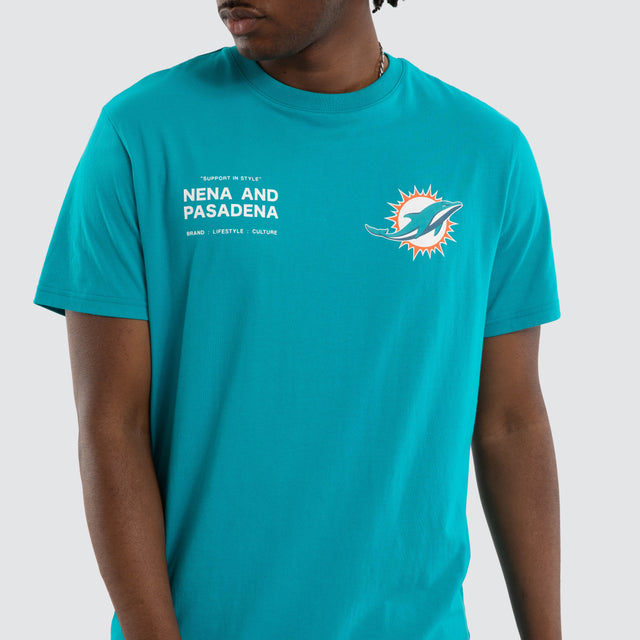 Miami Dolphins Vertical Tee Aqua