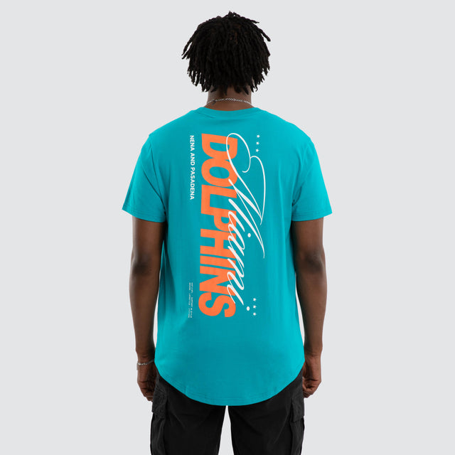 Miami Dolphins Vertical Tee Aqua
