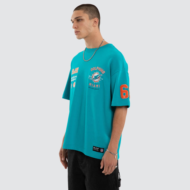 Miami Dolphins Founded Loopback Tee Aqua