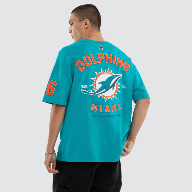 Miami Dolphins Founded Loopback Tee Aqua