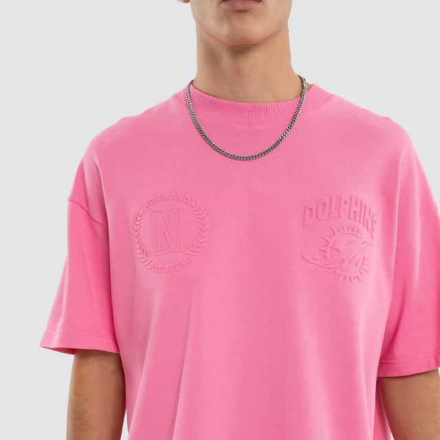Miami Dolphins Crest Loopback Tee Pink