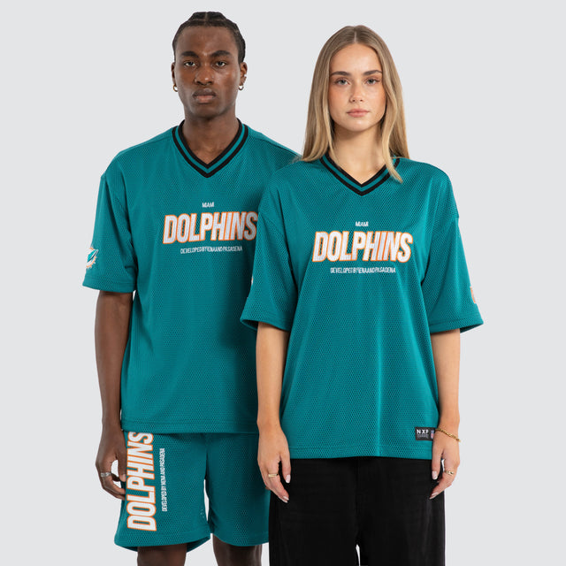 Miami Dolphins Dual Mesh Tee Aqua