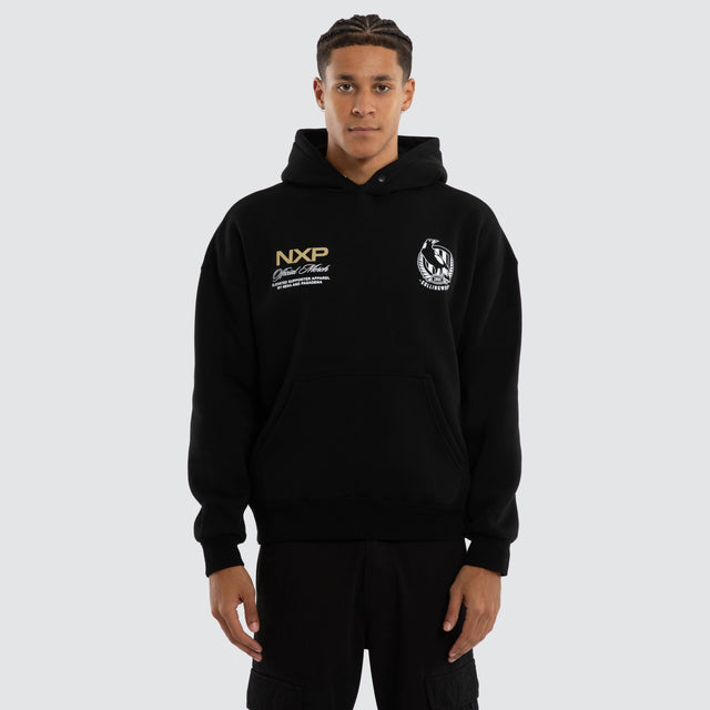 Collingwood Magpies Grand Box Fit Hoodie Jet Black