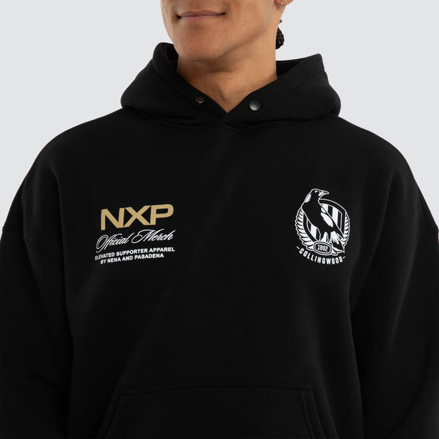Collingwood Magpies Grand Box Fit Hoodie Jet Black