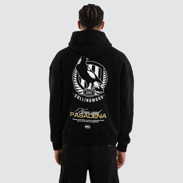 Collingwood Magpies Grand Box Fit Hoodie Jet Black