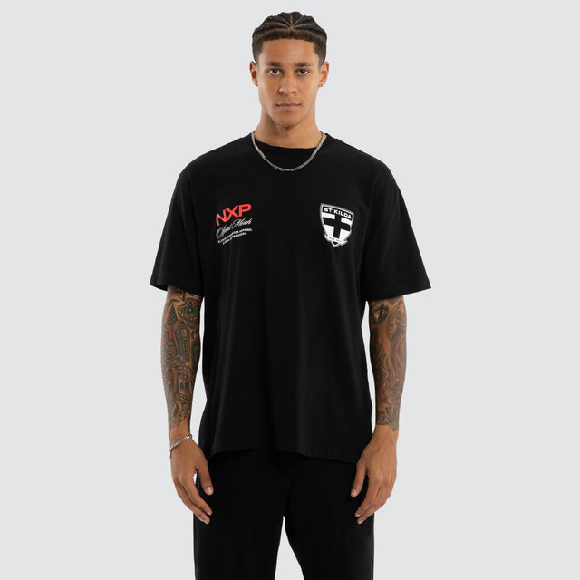 St Kilda Saints Grand Box Fit Tee Jet Black