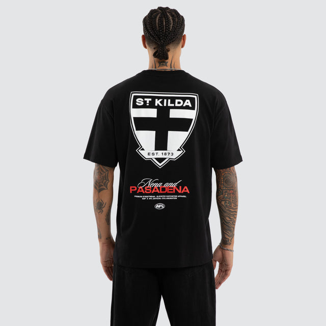St Kilda Saints Grand Box Fit Tee Jet Black