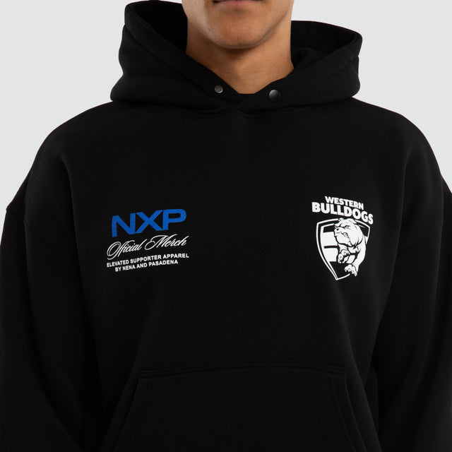 Western Bulldogs Grand Box Fit Hoodie Jet Black