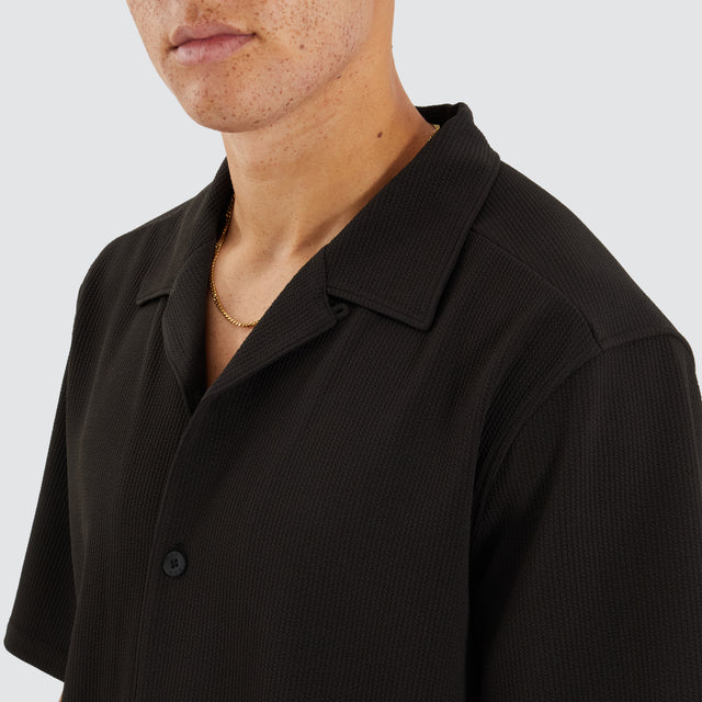 Amalfi Box Resort Shirt Jet Black