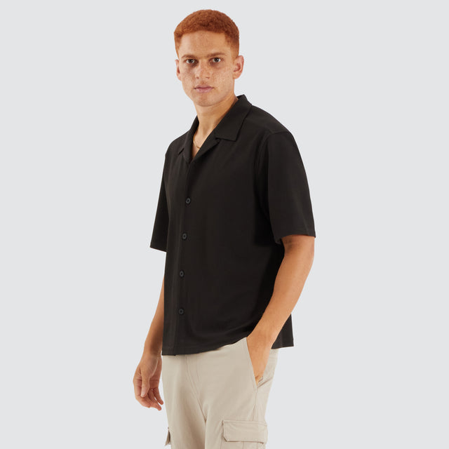 Amalfi Box Resort Shirt Jet Black