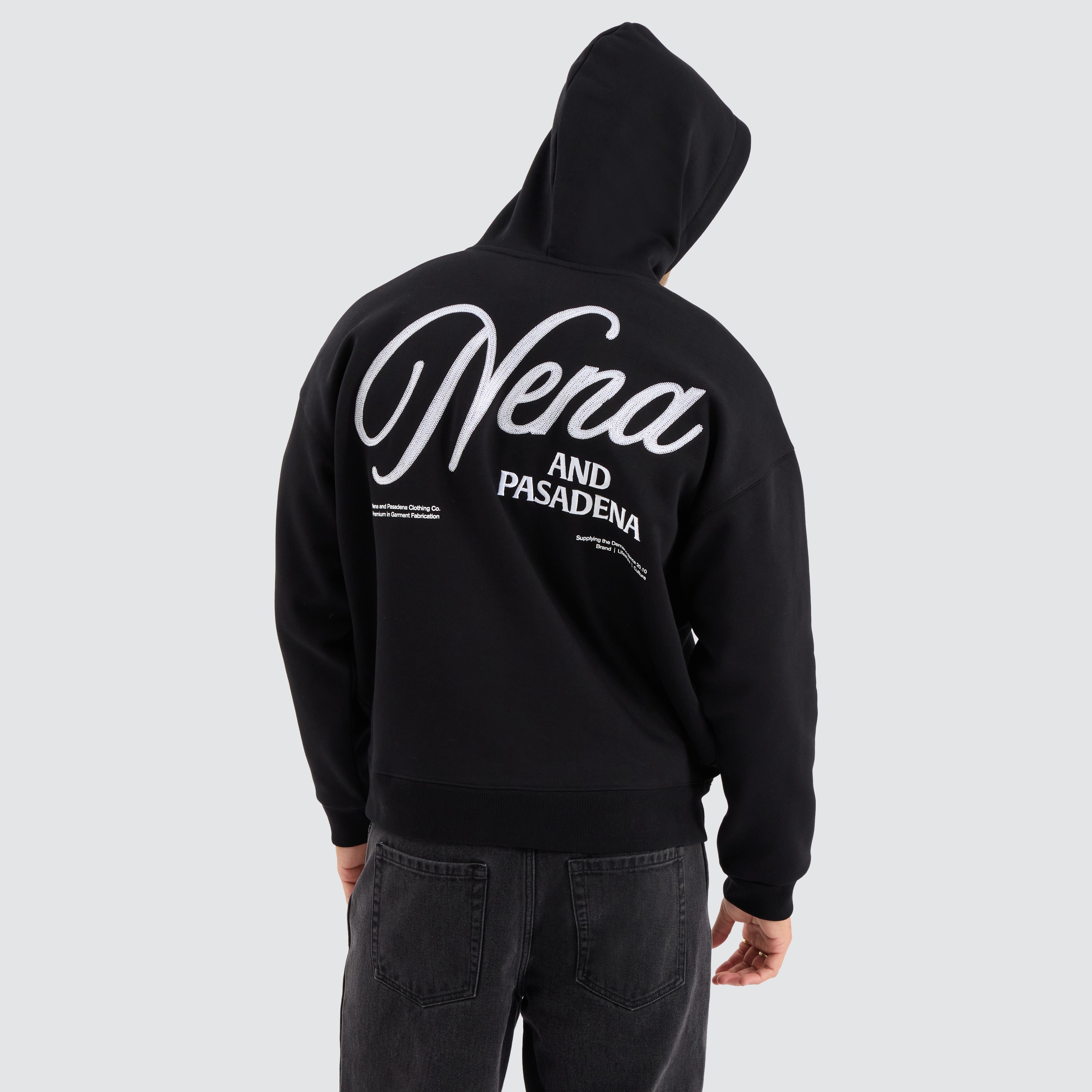 Treaty Box Fit Hoodie in Jet Black | NXP