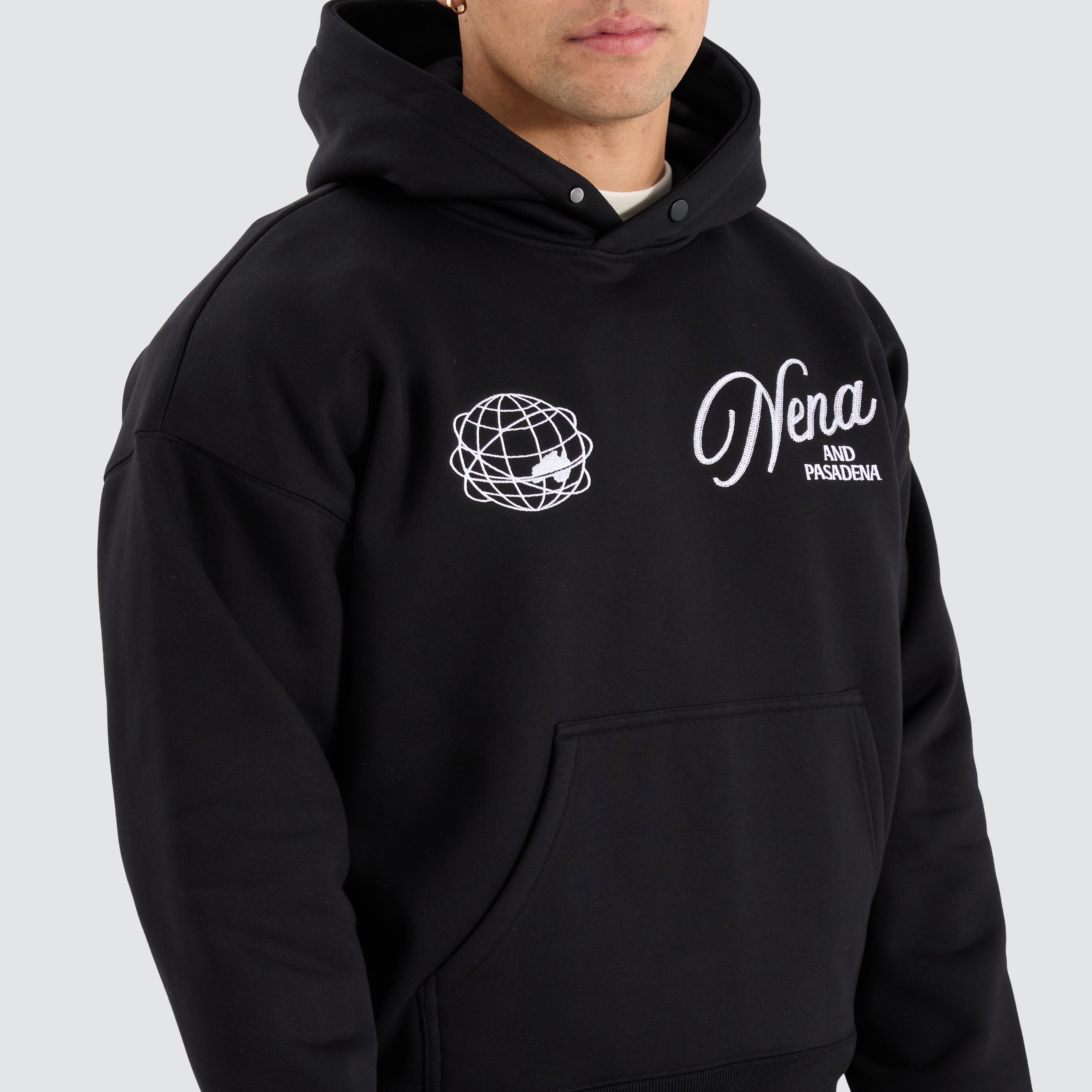 Treaty Box Fit Hoodie in Jet Black | NXP