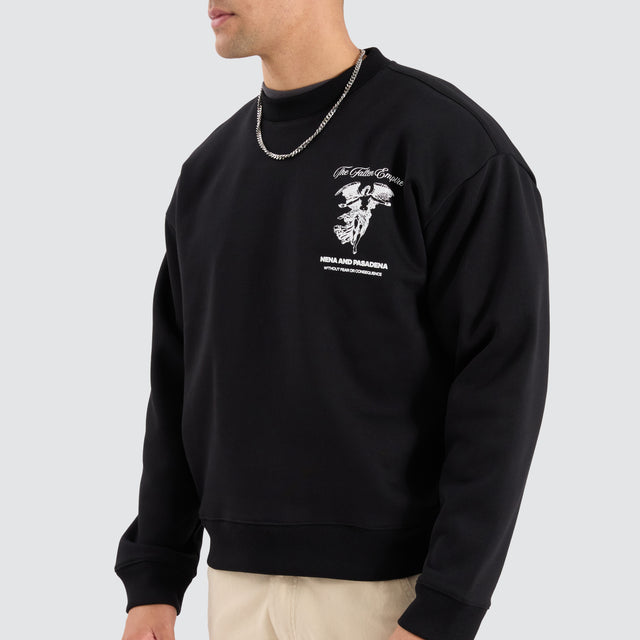 Cattle Box Fit Sweater Jet Black