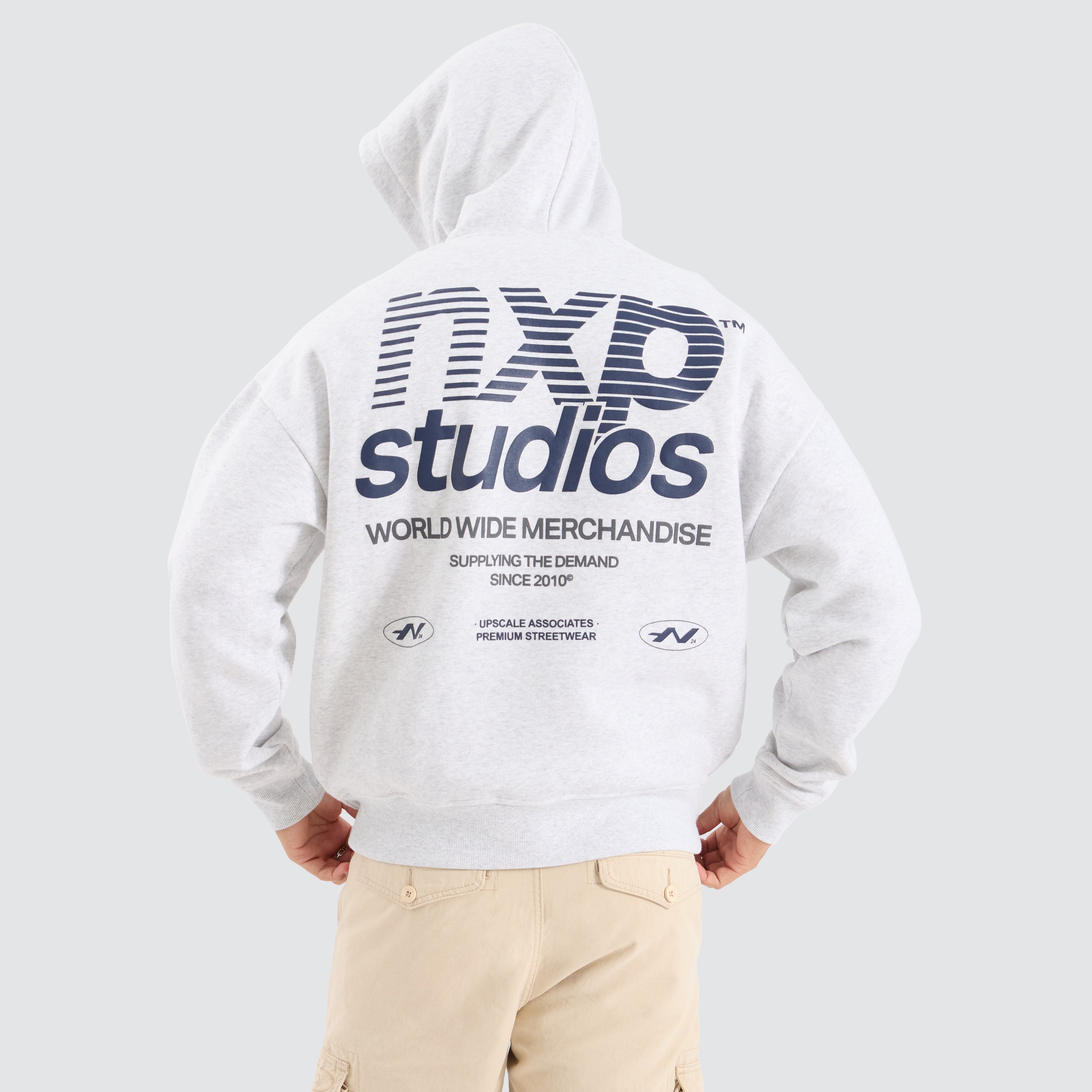 Selection Box Fit Hoodie in Snow Marle | NXP