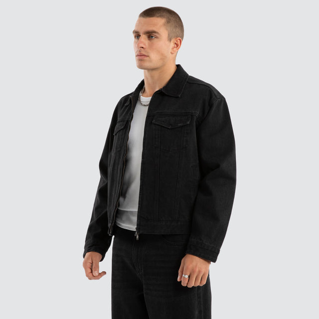 Divide Denim Jacket Jet black