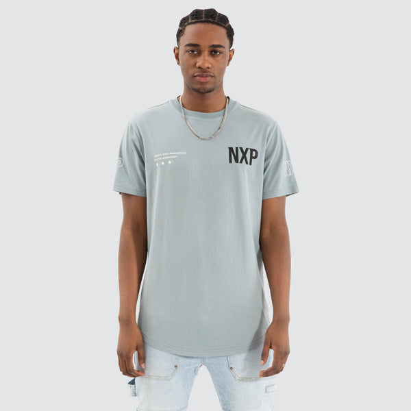 【BLESED DNA CLUB】CLASSICAL PABLO TEE/GRAY Harbor Dual Curved Tee Lead Blue/Black | NXP