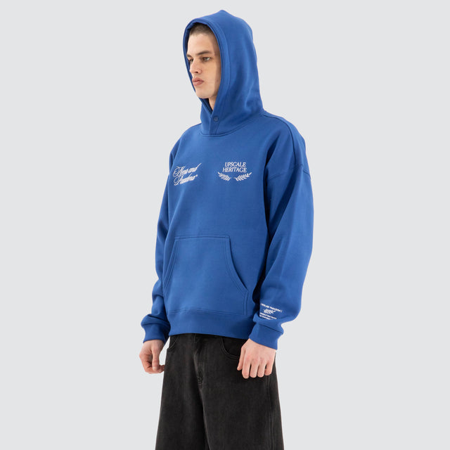 Etiquette Box Fit Hoodie Cobalt Blue
