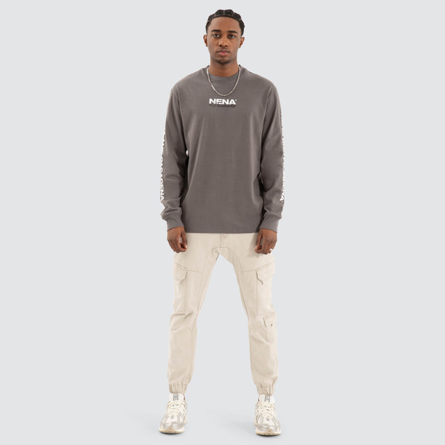 Public Relaxed Longsleeve Tee Charcoal Grey