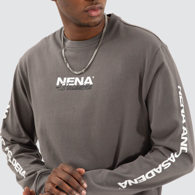 Public Relaxed Longsleeve Tee Charcoal Grey