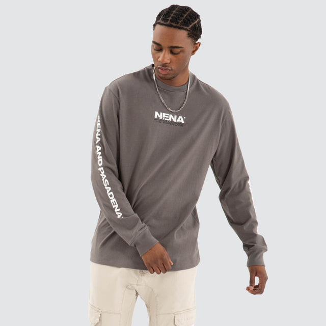 Public Relaxed Longsleeve Tee Charcoal Grey