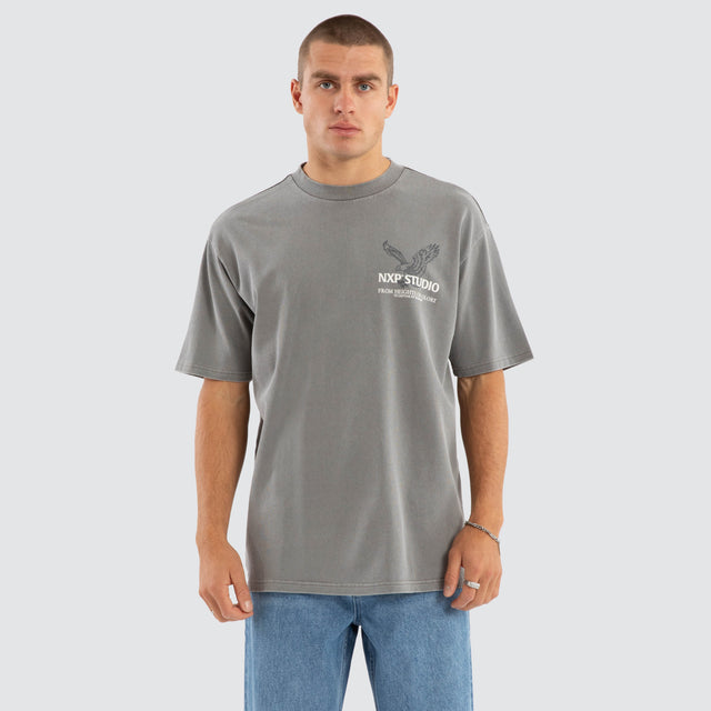 Simulation Box Fit Tee Pigment Frost Grey