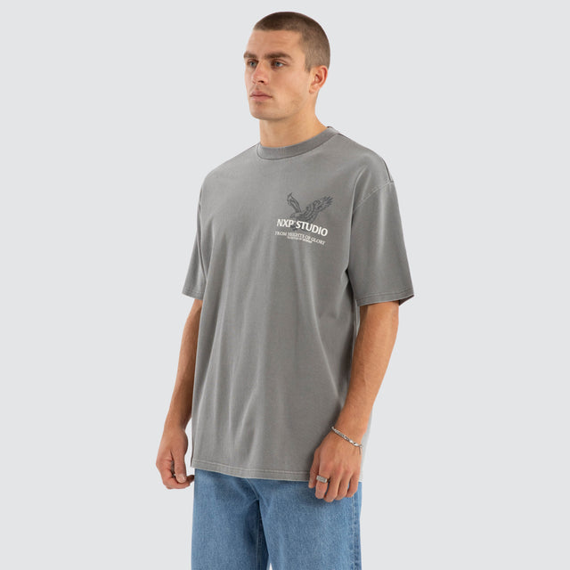 Simulation Box Fit Tee Pigment Frost Grey