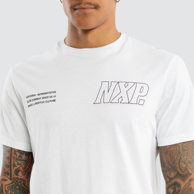 Burns Dual Curved Tee Optical White