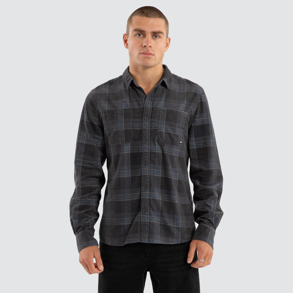Fiction Cord Longsleeve Shirt Blue Check | NXP