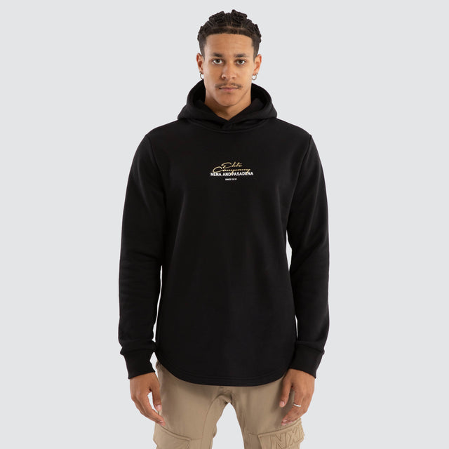 Spine Dual Curved Hoodie Jet Black