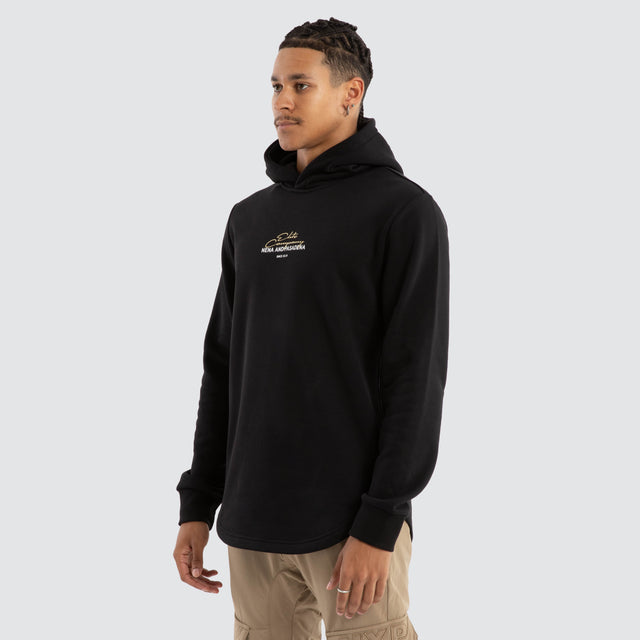 Spine Dual Curved Hoodie Jet Black