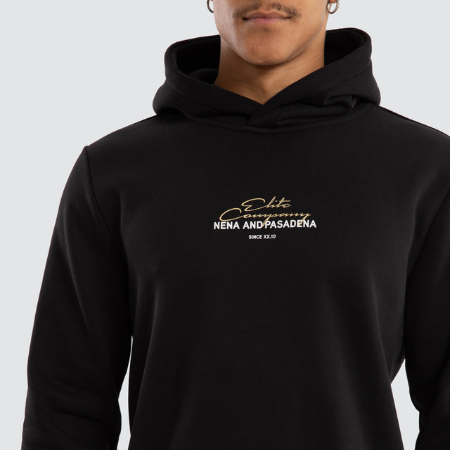 Spine Dual Curved Hoodie Jet Black