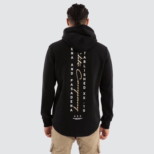 Spine Dual Curved Hoodie Jet Black