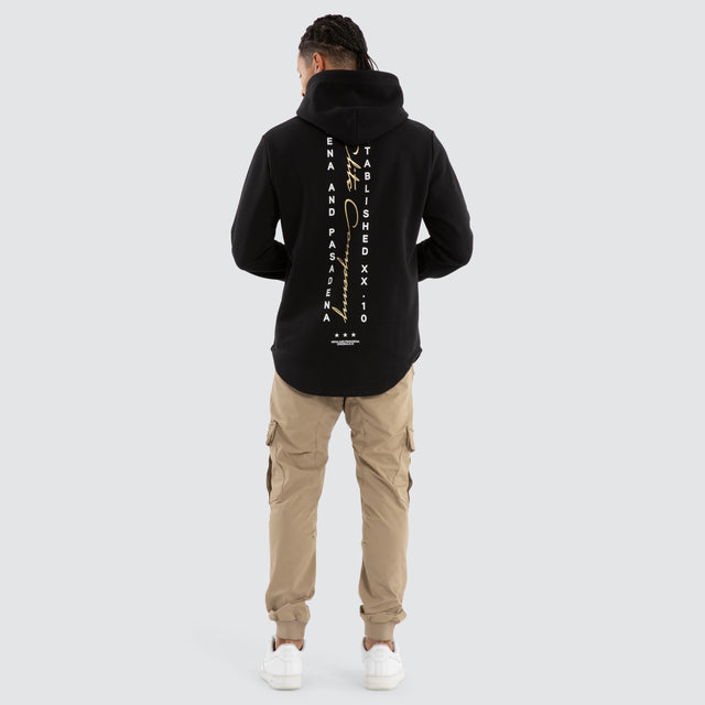Spine Dual Curved Hoodie Jet Black