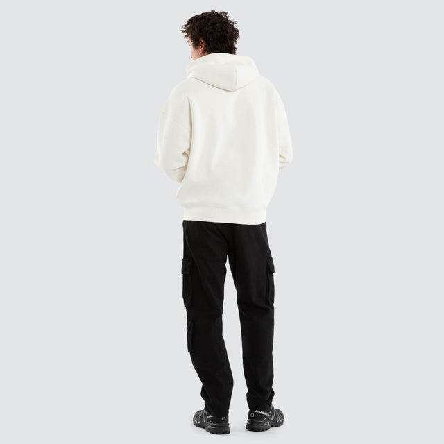 Fence Box Fit Hoodie Natural White