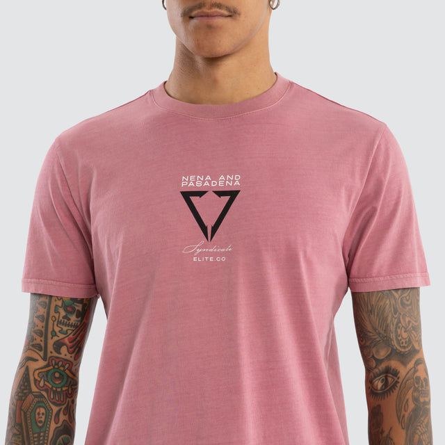 Model wears Wave Curved Hem Tee in Pink T-Shirts in Pink - Image 6
