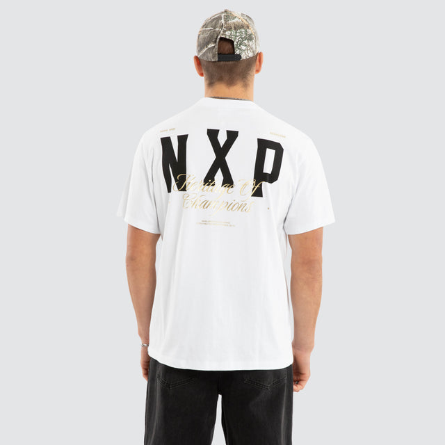 Model wears Game Classic Tee Optical White T-Shirts in White - Image 4