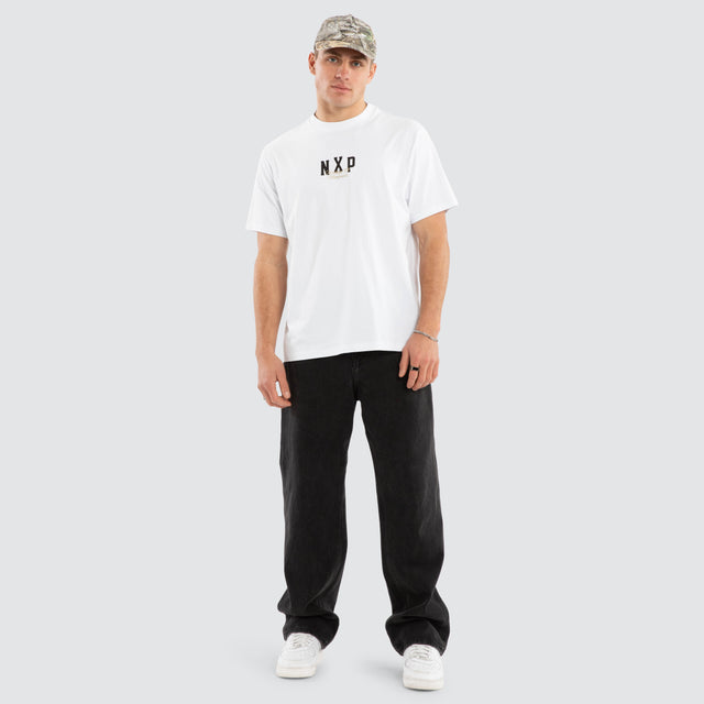 Model wears Game Classic Tee Optical White T-Shirts in White - Image 5