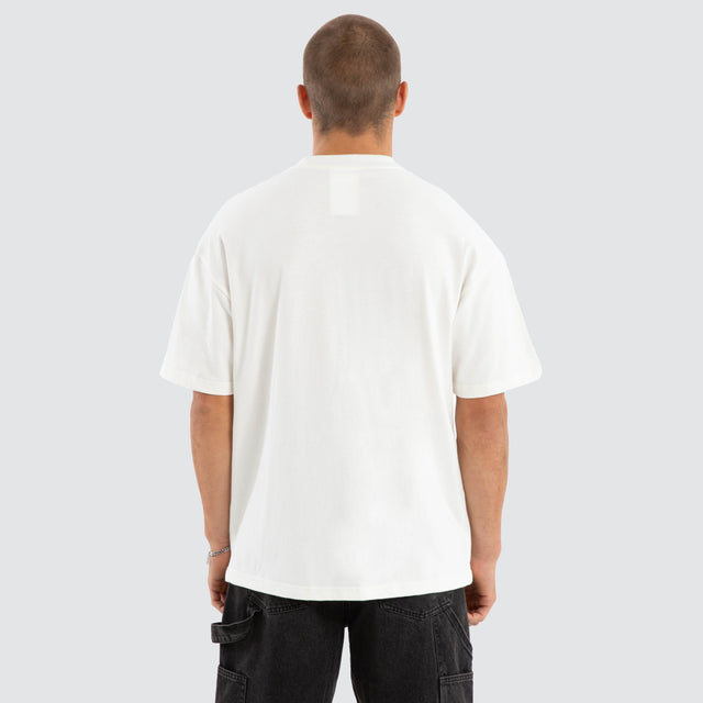 Model wears Citizens Raptor Tee Natural White T-Shirts in White - Image 2