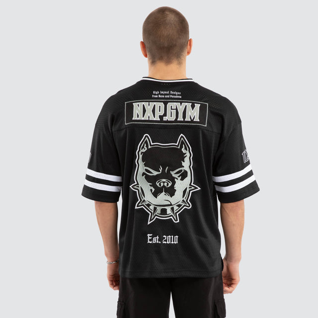 Model wears Brute Gridiron Jersey Jet Black Jerseys in Black - Image 3