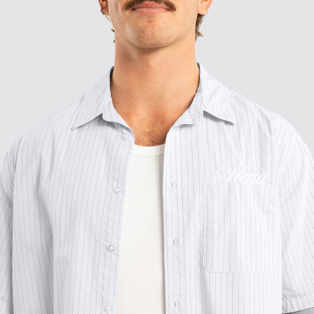 Grander Skate Short Sleeve Shirt Blue Stripe