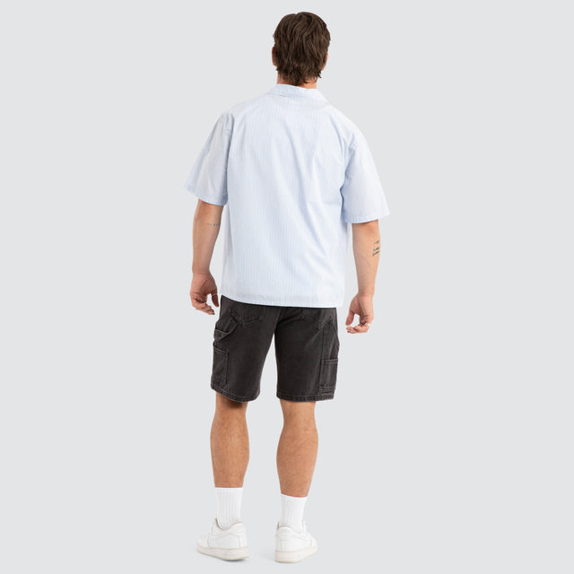 Grander Skate Short Sleeve Shirt Blue Stripe