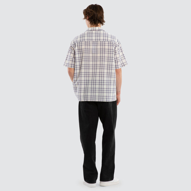 Dimension Boxy Shirt Natural White Check
